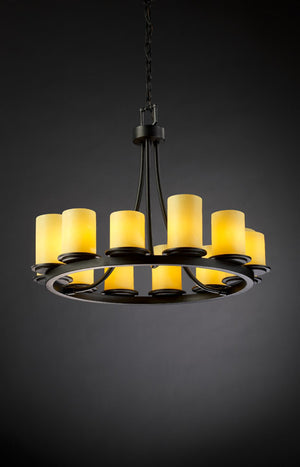 Justice Designs - CNDL-8768-10-AMBR-MBLK - 12 Light Chandelier - CandleAria - Matte Black