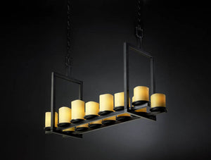 Justice Designs - CNDL-8769-14-AMBR-MBLK - 14 Light Chandelier - CandleAria - Matte Black