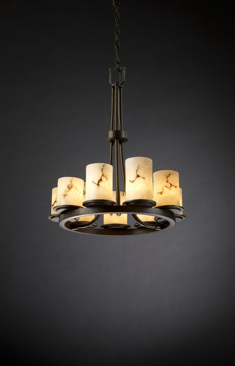 Justice Designs - FAL-8766-10-DBRZ - Nine Light Chandelier - LumenAria - Dark Bronze