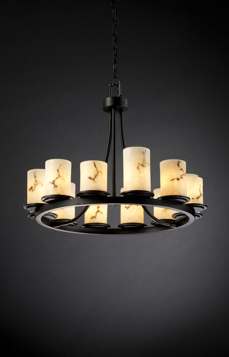 Justice Designs - FAL-8768-10-MBLK - 12 Light Chandelier - LumenAria - Matte Black