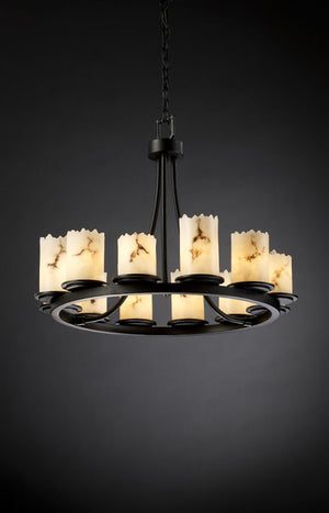 Justice Designs - FAL-8768-12-MBLK - 12 Light Chandelier - LumenAria - Matte Black