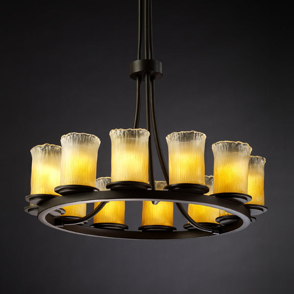 Justice Designs - GLA-8763-16-GLDC-DBRZ - 12 Light Chandelier - Veneto Luce - Dark Bronze