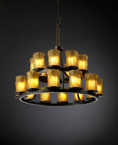 Justice Designs - GLA-8767-16-AMBR-DBRZ - 21 Light Chandelier - Veneto Luce - Dark Bronze