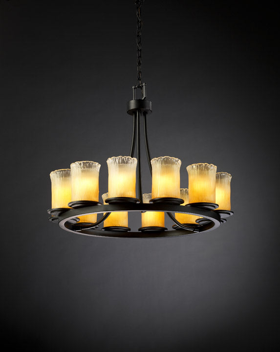 Justice Designs - GLA-8768-16-GLDC-MBLK - 12 Light Chandelier - Veneto Luce - Matte Black