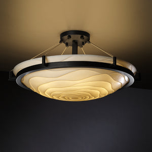 Justice Designs - PNA-9682-35-WAVE-DBRZ - Six Light Semi-Flush Mount - Porcelina - Dark Bronze