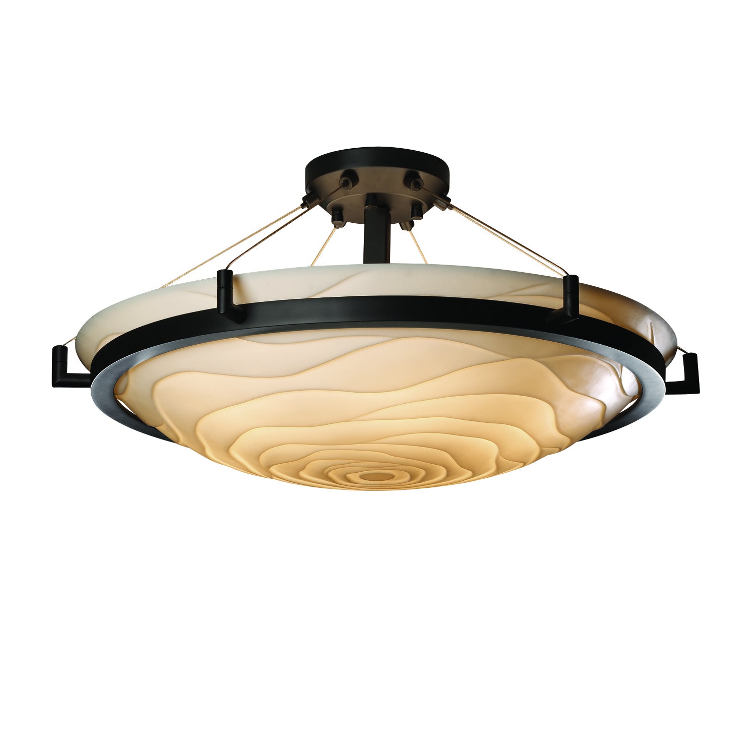 Justice Designs - PNA-9682-35-WAVE-MBLK - Six Light Semi-Flush Mount - Porcelina - Matte Black