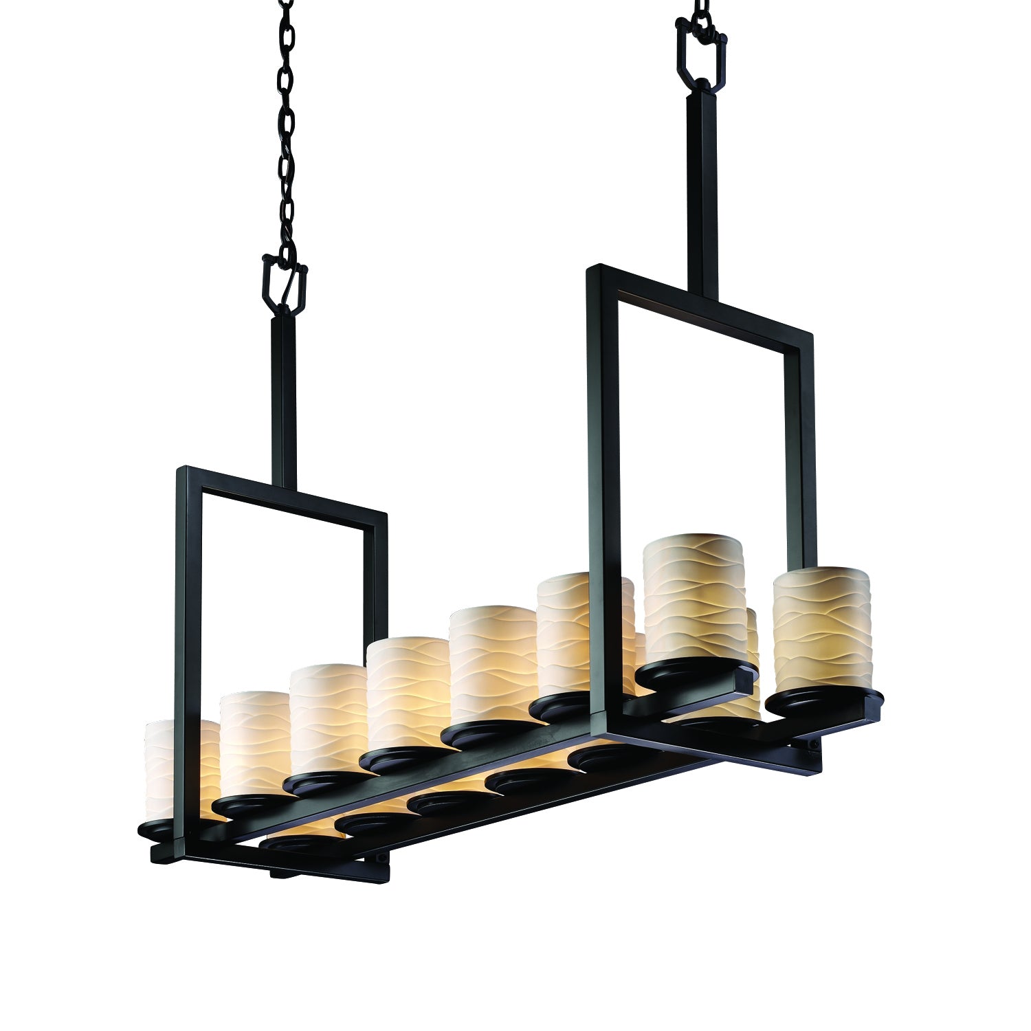 Justice Designs - POR-8764-10-WAVE-MBLK - 14 Light Chandelier - Limoges - Matte Black