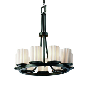 Justice Designs - POR-8766-10-PLET-MBLK - Nine Light Chandelier - Limoges - Matte Black