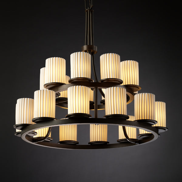 Justice Designs - POR-8767-10-PLET-DBRZ - 21 Light Chandelier - Limoges - Dark Bronze