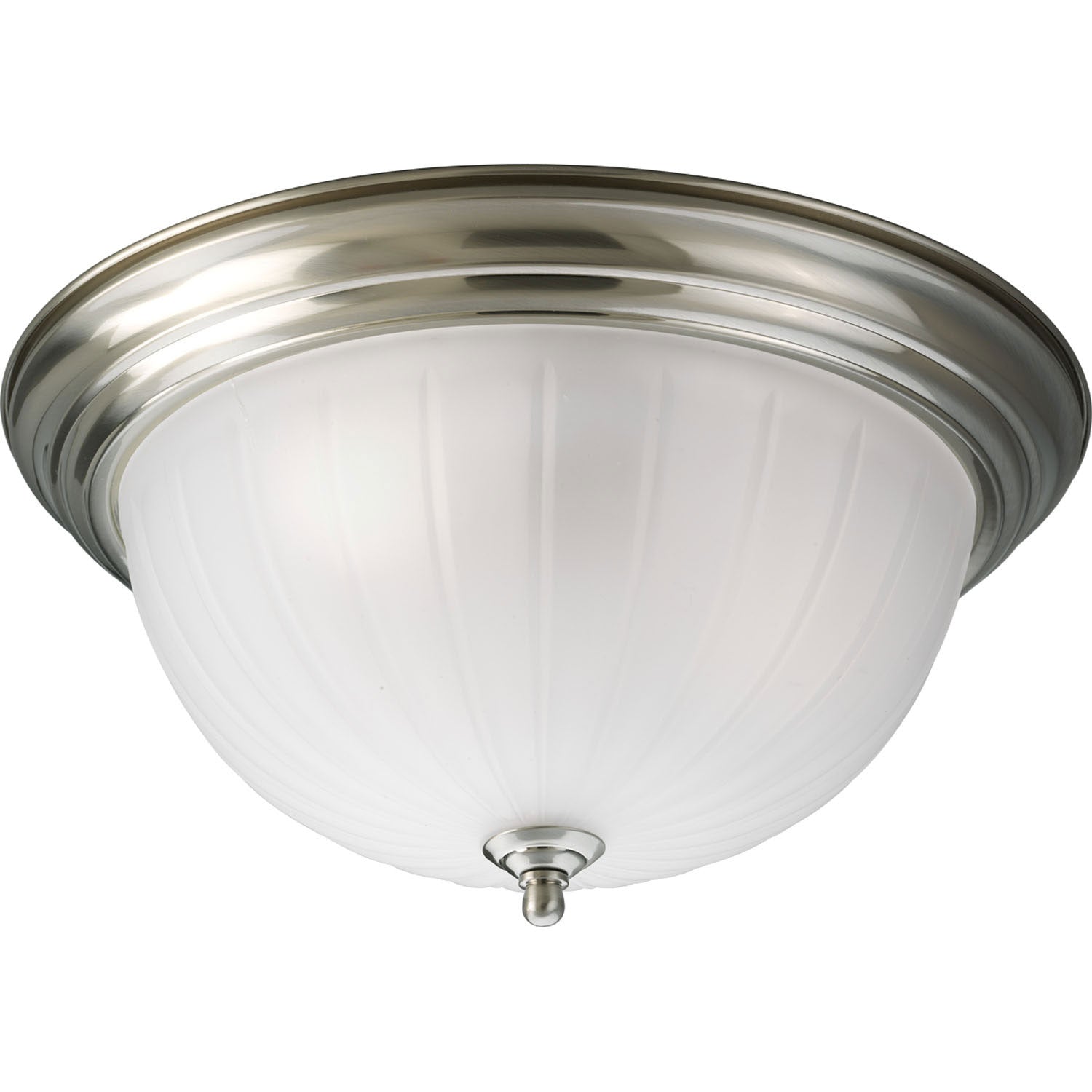 Progress Lighting - P3818-09 - Three Light Flush Mount - Melon Glass - Brushed Nickel