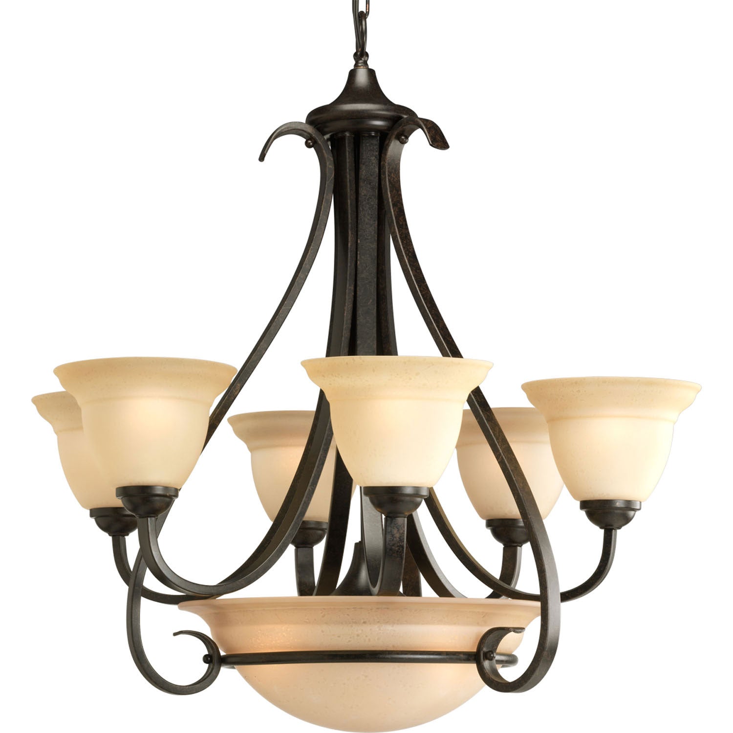 Progress Lighting - P4417-77 - Six Light Chandelier - Torino - Forged Bronze