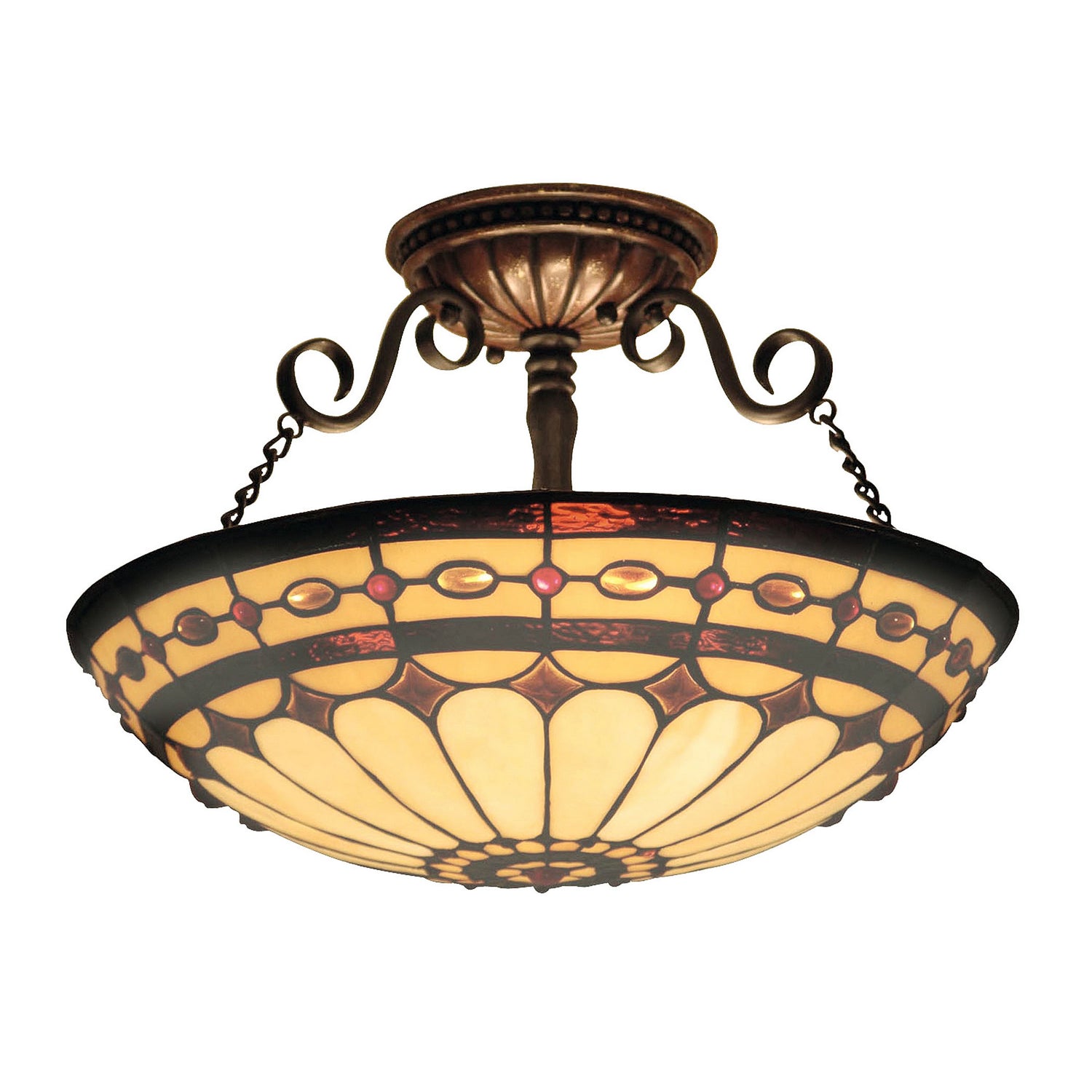 ELK Home - 641-BC - Three Light Semi Flush Mount - Diamond Ring - Burnished Copper