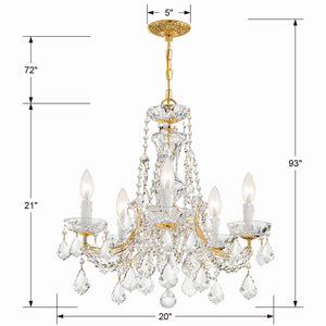 Crystorama - 4476-GD-CL-S - Five Light Mini Chandelier - Maria Theresa - Gold