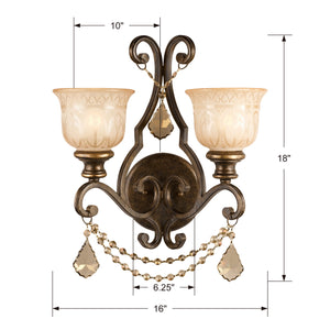 Crystorama - 7502-BU-GT-MWP - Two Light Wall Sconce - Norwalk - Bronze Umber
