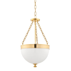 Hudson Valley - 324-AGB - Three Light Pendant - Barrington - Aged Brass