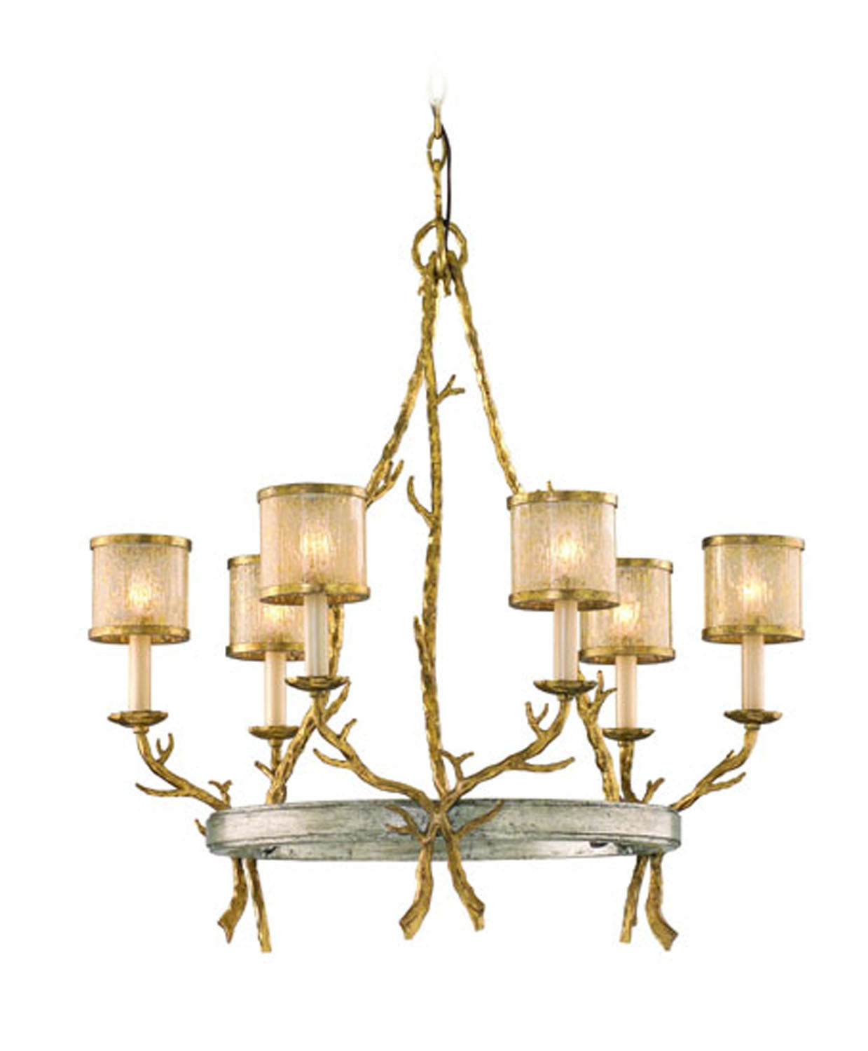 Corbett Lighting - 66-06-VGL/SSL - Six Light Chandelier - Parc Royale - Vintage Gold Leaf