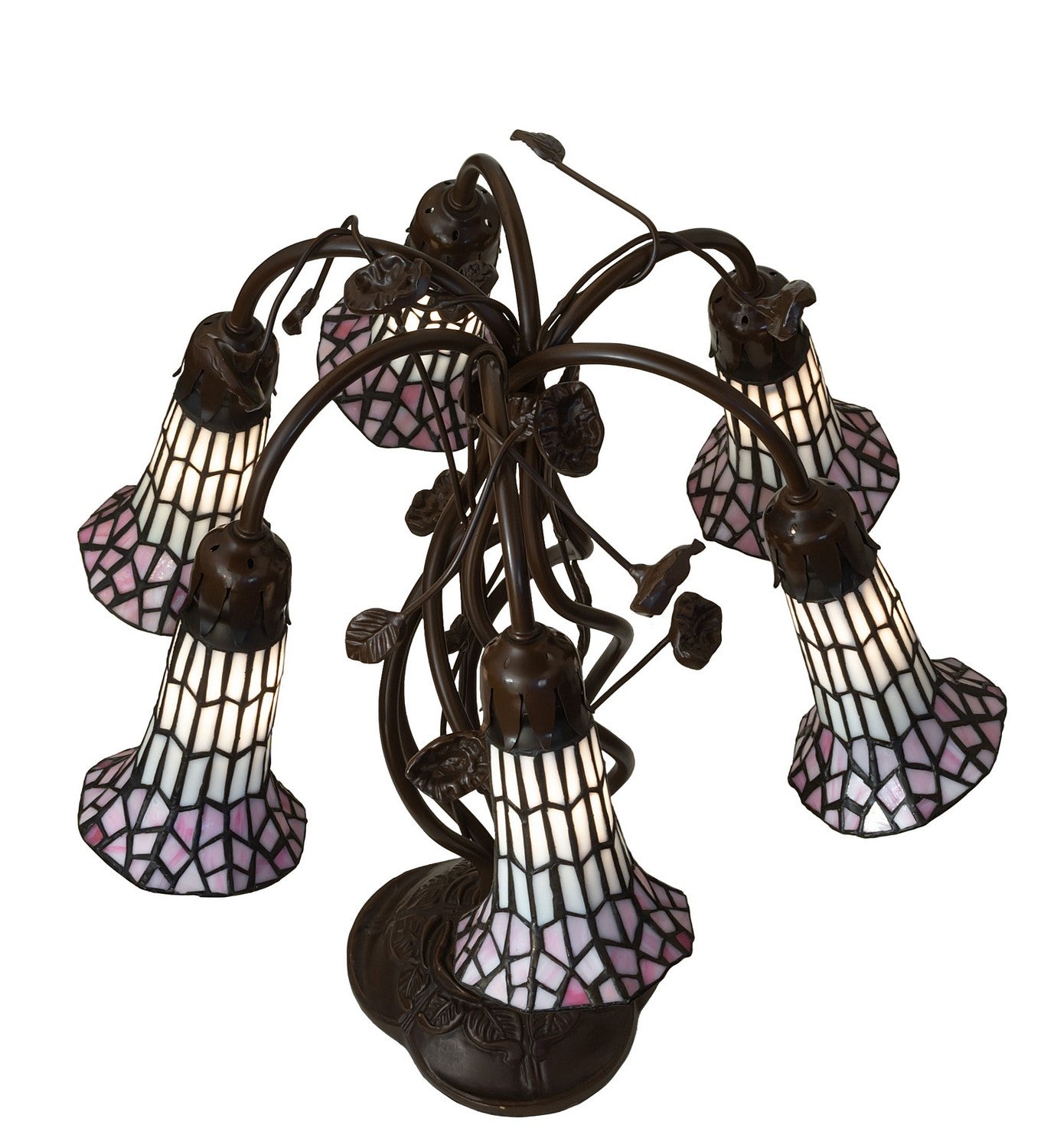 Meyda Tiffany - 102416 - Six Light Table Lamp - Stained Glass Pond Lily - Antique