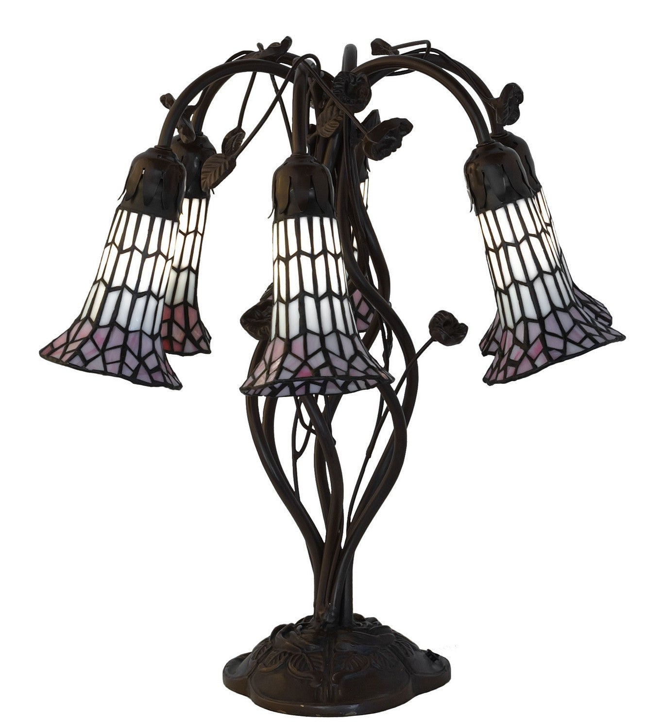 Meyda Tiffany - 102416 - Six Light Table Lamp - Stained Glass Pond Lily - Antique