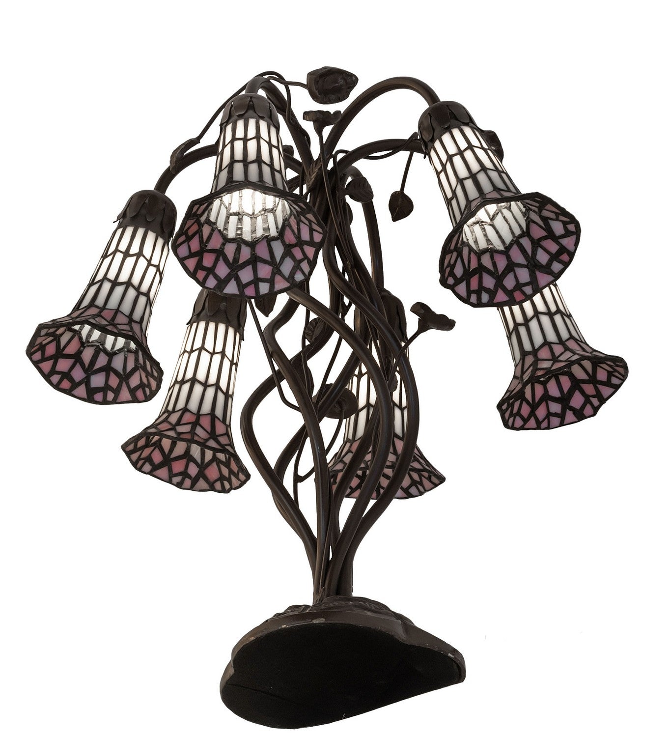 Meyda Tiffany - 102416 - Six Light Table Lamp - Stained Glass Pond Lily - Antique