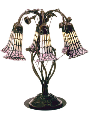 Meyda Tiffany - 102416 - Six Light Table Lamp - Stained Glass Pond Lily - Antique