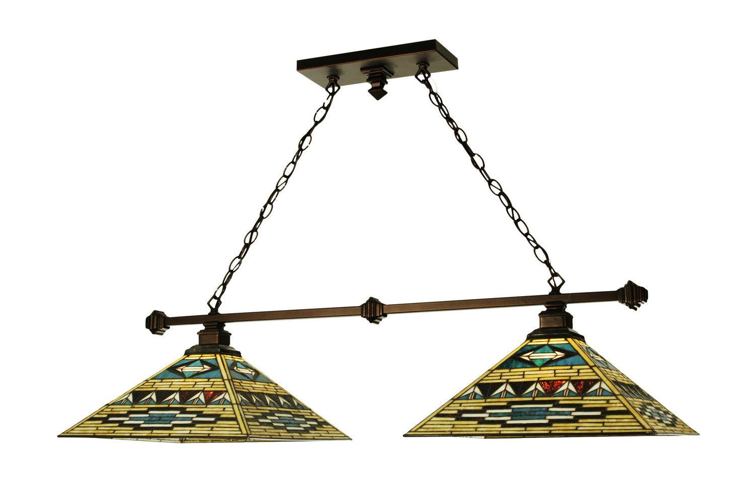 Meyda Tiffany - 102745 - Two Light Island Pendant - Valencia Mission - Mahogany Bronze