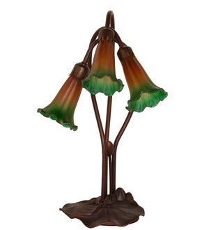 Meyda Tiffany - 13595 - Three Light Accent Lamp - Amber/Green - Mahogany Bronze