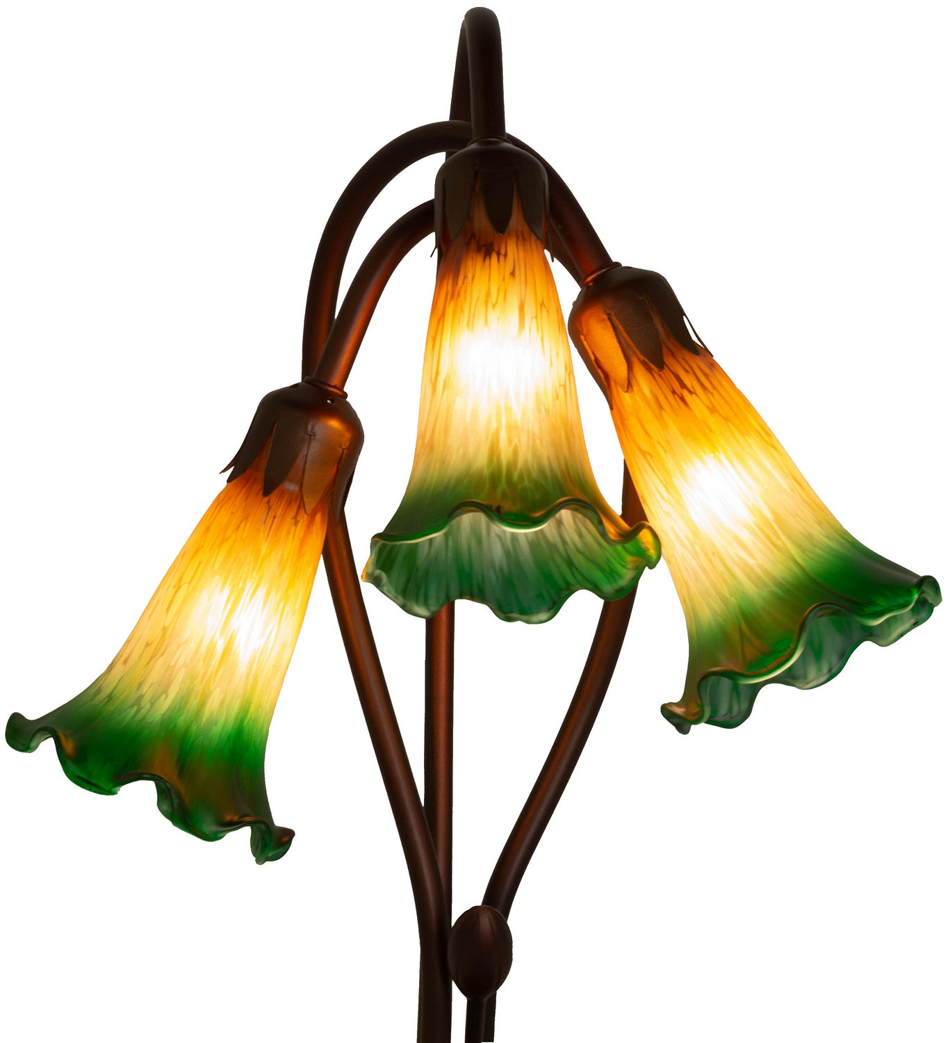 Meyda Tiffany - 13595 - Three Light Accent Lamp - Amber/Green - Mahogany Bronze