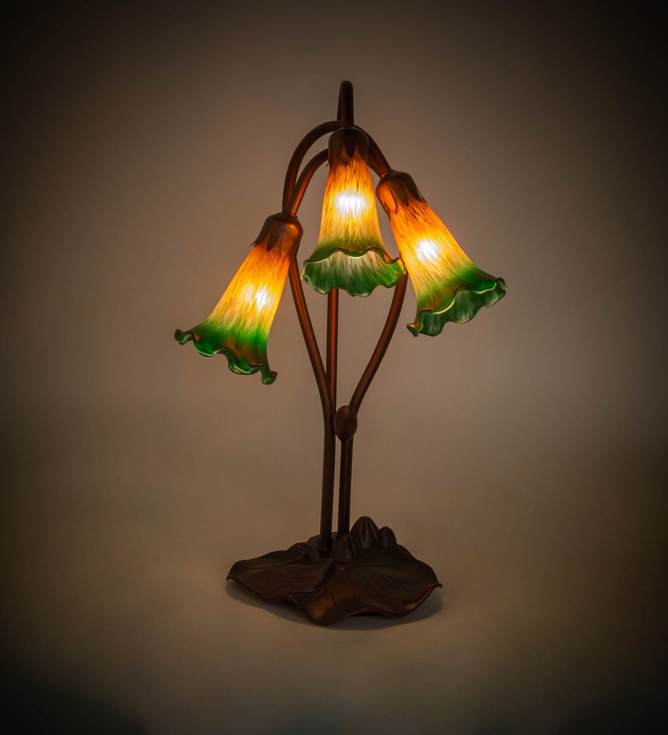 Meyda Tiffany - 13595 - Three Light Accent Lamp - Amber/Green - Mahogany Bronze