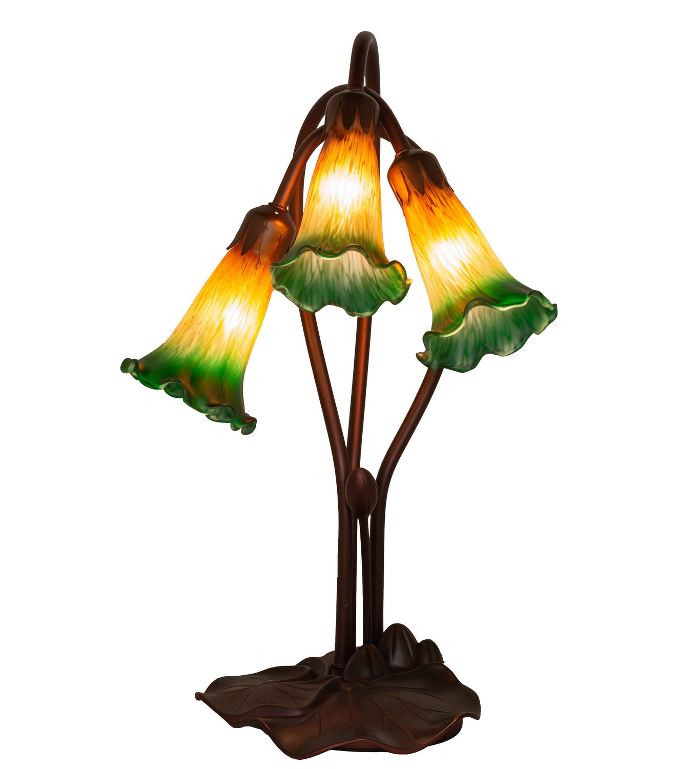 Meyda Tiffany - 13595 - Three Light Accent Lamp - Amber/Green - Mahogany Bronze