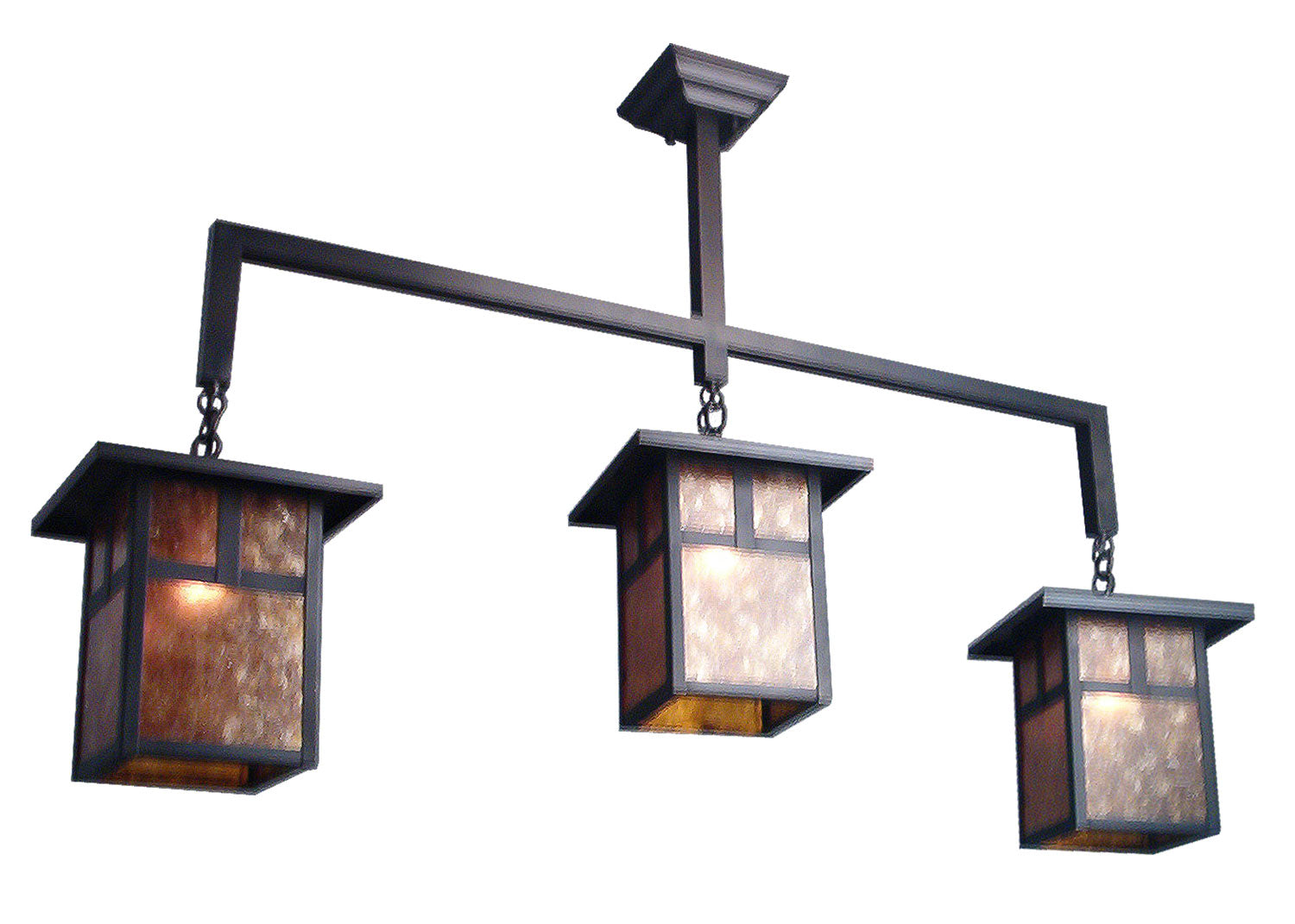 Meyda Tiffany - 20683 - Three Light Island Pendant - Hyde Park - Craftsman Brown