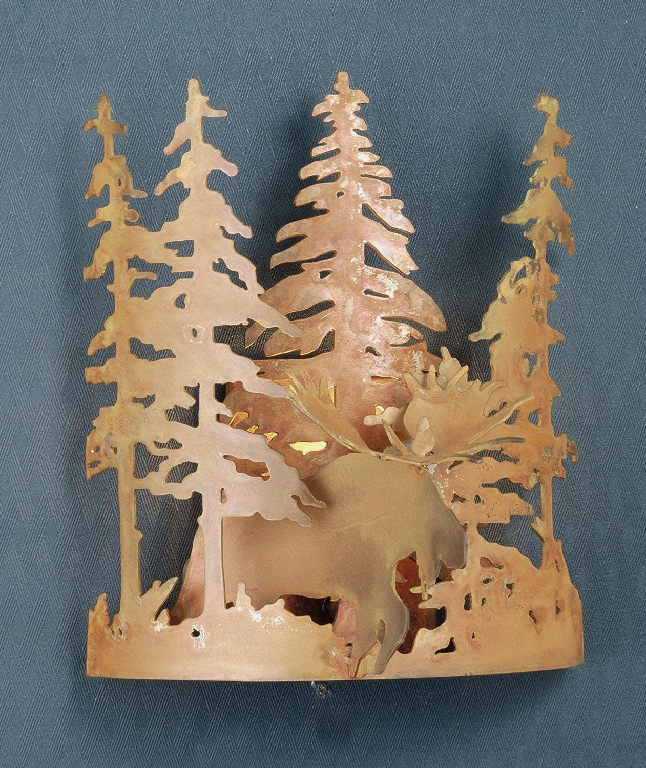 Meyda Tiffany - 31660 - One Light Wall Sconce - Moose Through The Trees - Rust