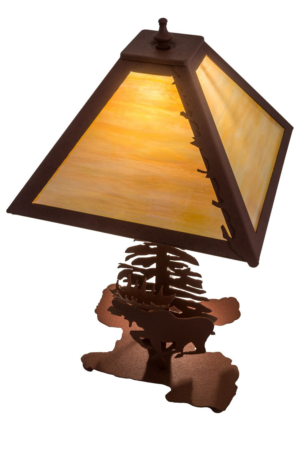 Meyda Tiffany - 32516 - Two Light Table Lamp - Moose On The Loose - Rust