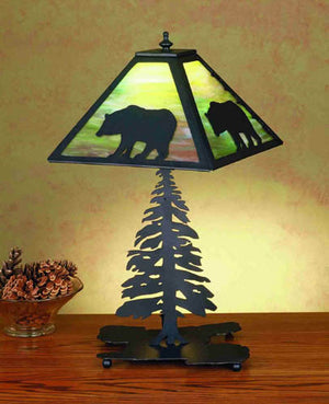 Meyda Tiffany - 32552 - Two Light Table Lamp - Lone Bear - Black Metal