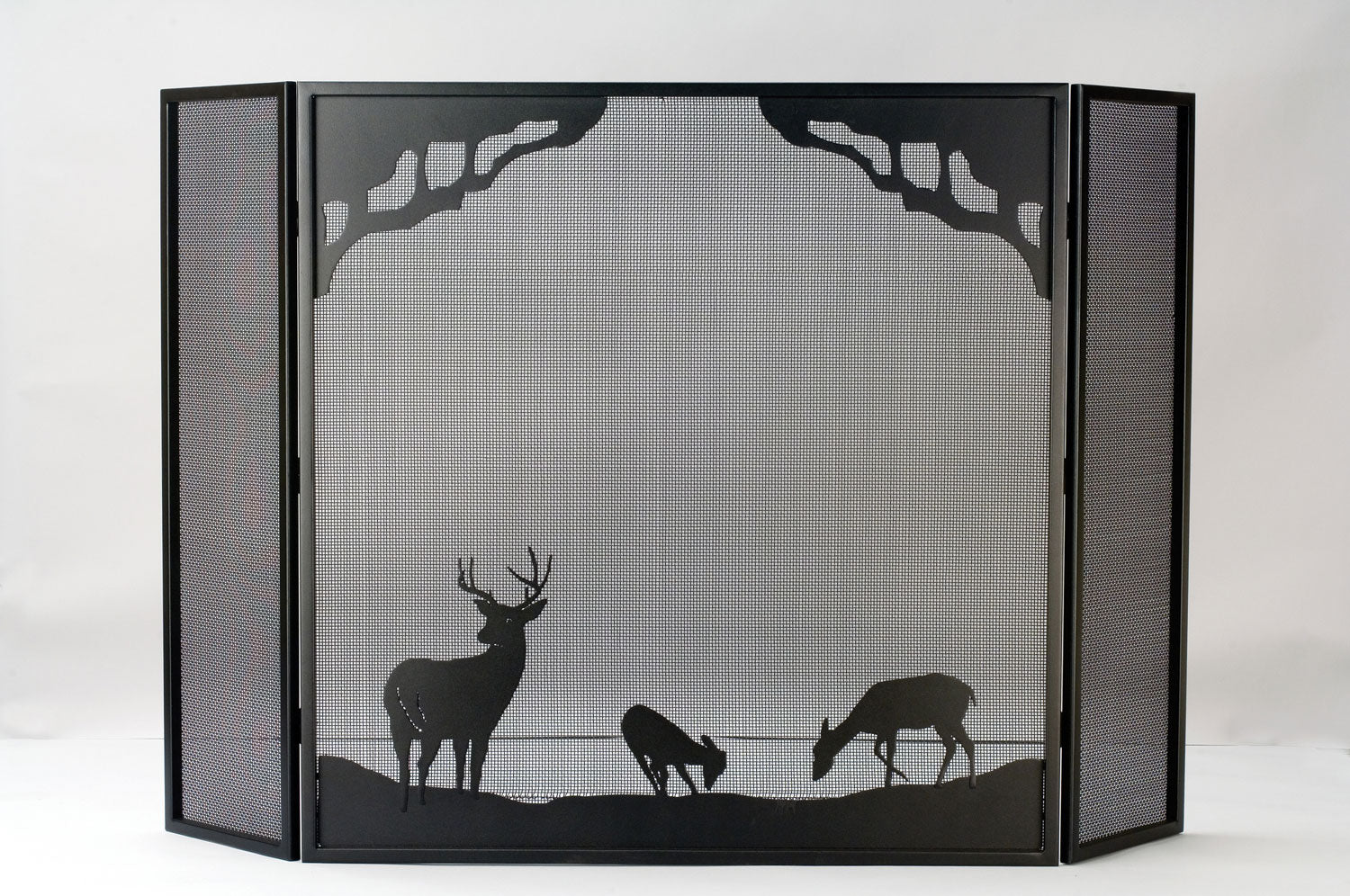 Meyda Tiffany - 38521 - Fireplace Screen - Deer At Dawn - Textured Black