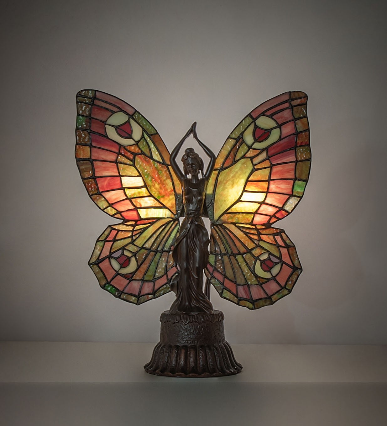 Meyda Tiffany - 48018 - Two Light Accent Lamp - Butterfly Lady - Mahogany Bronze