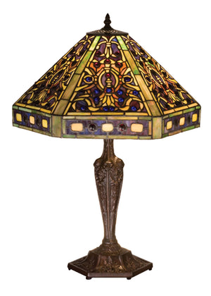 Meyda Tiffany - 48832 - Three Light Table Lamp - Tiffany Elizabethan - Antique Copper,Verdigris