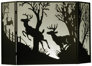 Meyda Tiffany - 50971 - Fireplace Screen - Deer On The Loose - Textured Black