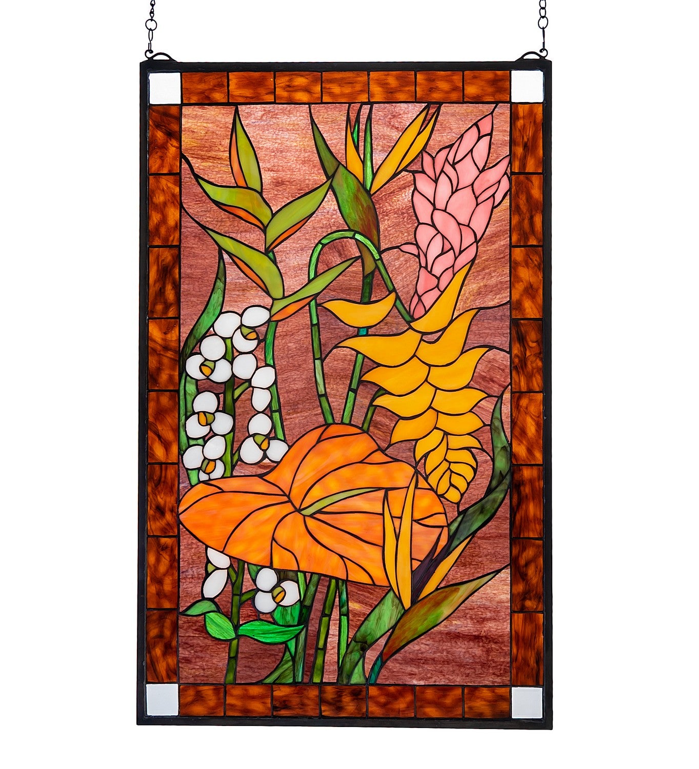 Meyda Tiffany - 51539 - Window - Tropical Floral - Pbagwg Orange Oafl Pink Ca Xag