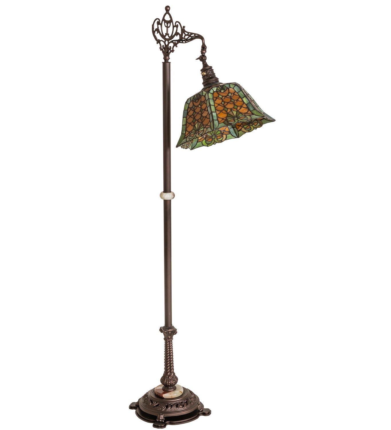 Meyda Tiffany - 65830 - One Light Bridge Arm Floor Lamp - Duffner & Kimberly Shell & Diamond - Craftsman Brown