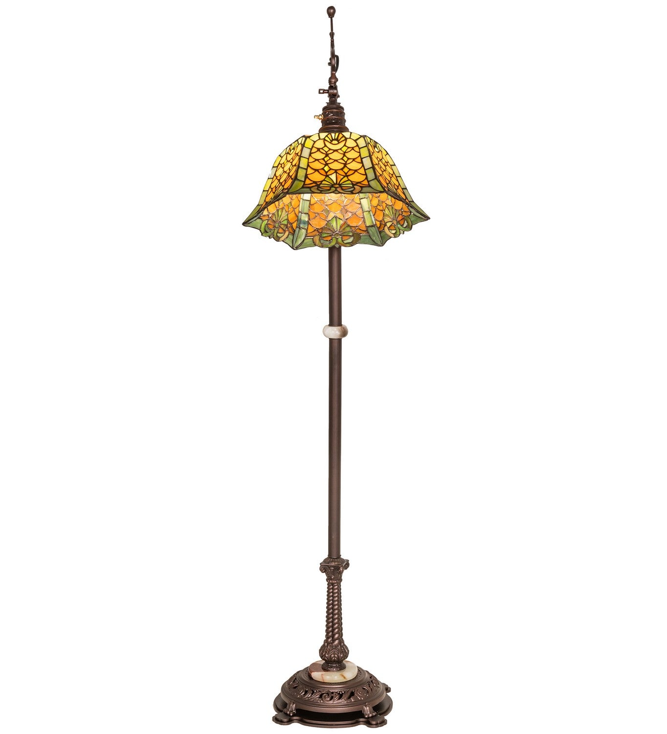 Meyda Tiffany - 65830 - One Light Bridge Arm Floor Lamp - Duffner & Kimberly Shell & Diamond - Craftsman Brown