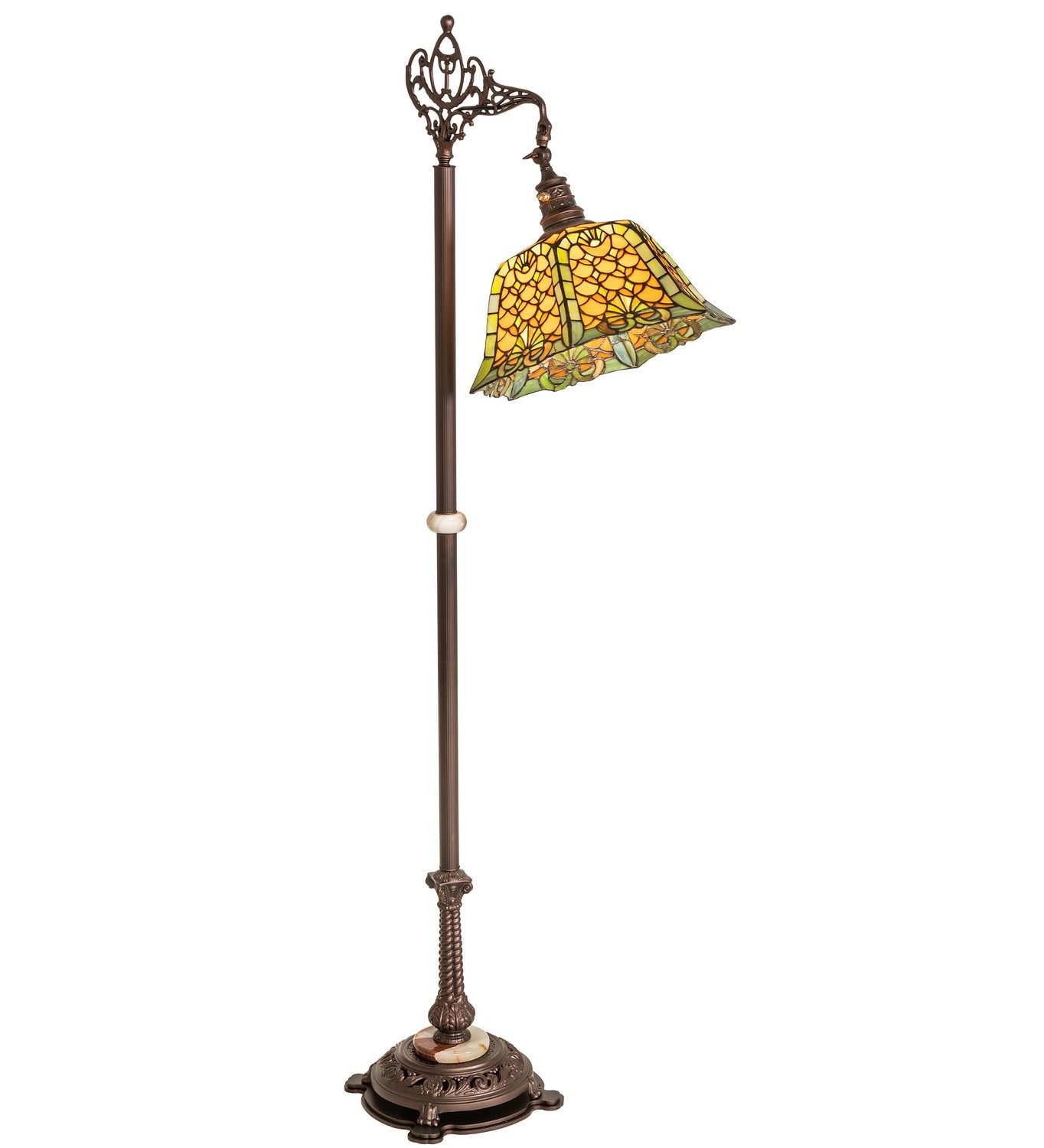 Meyda Tiffany - 65830 - One Light Bridge Arm Floor Lamp - Duffner & Kimberly Shell & Diamond - Craftsman Brown