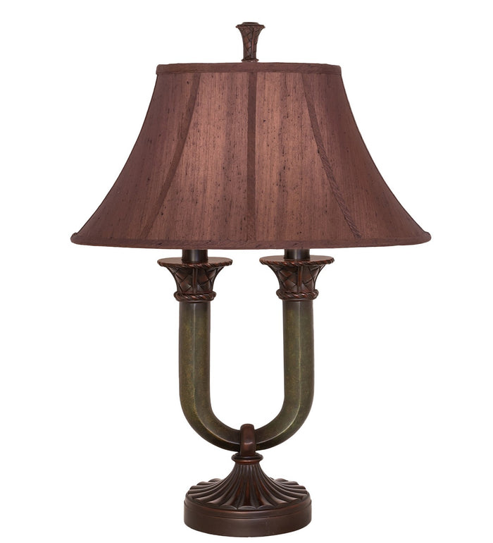 Meyda Tiffany - 66032 - Two Light Table Lamp - Cypress - Mahogany Bronze/Medici Brown & Seagrass