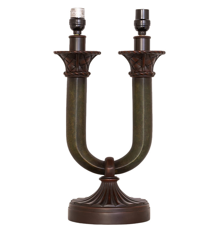 Meyda Tiffany - 66032 - Two Light Table Lamp - Cypress - Mahogany Bronze/Medici Brown & Seagrass