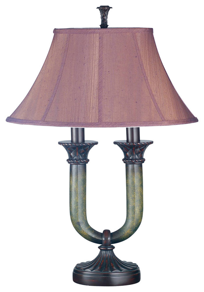 Meyda Tiffany - 66032 - Two Light Table Lamp - Cypress - Mahogany Bronze/Medici Brown & Seagrass