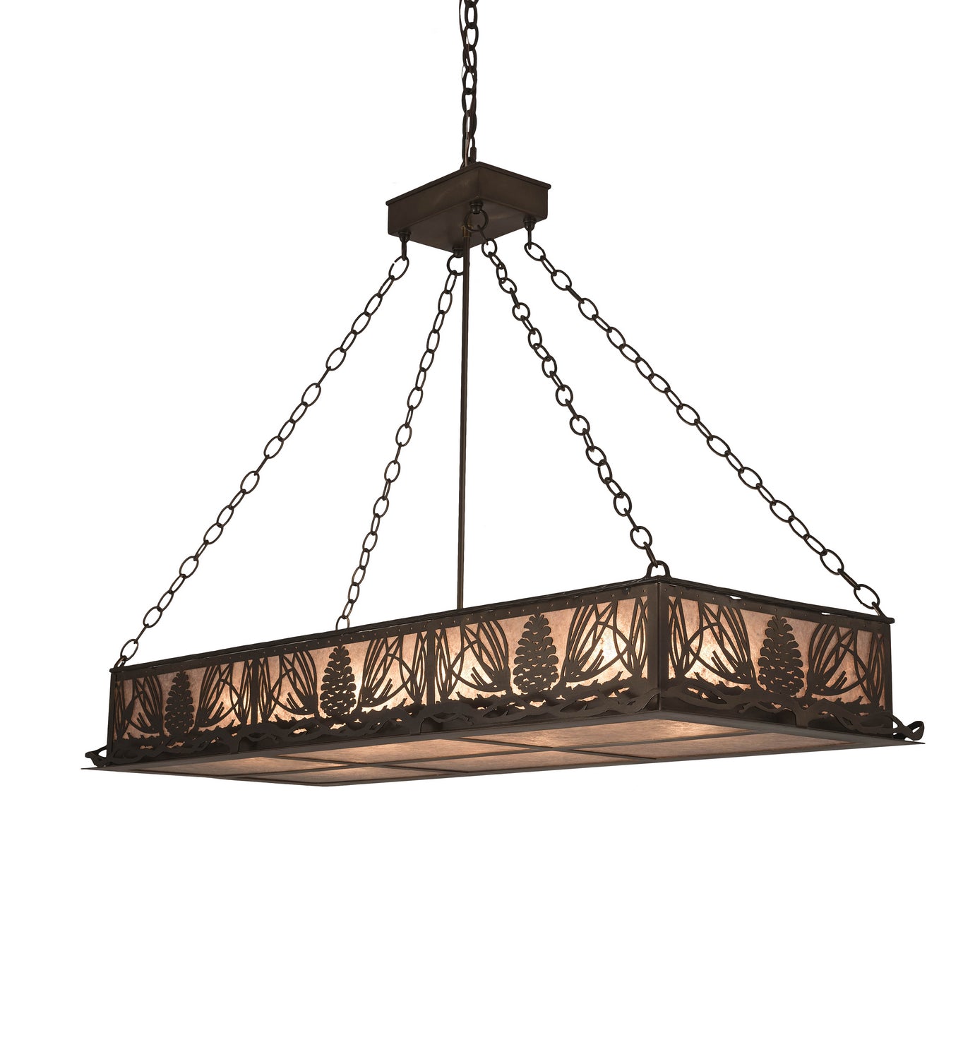 Meyda Tiffany - 67095 - Eight Light Oblong Pendant - Mountain Pine - Antique Copper