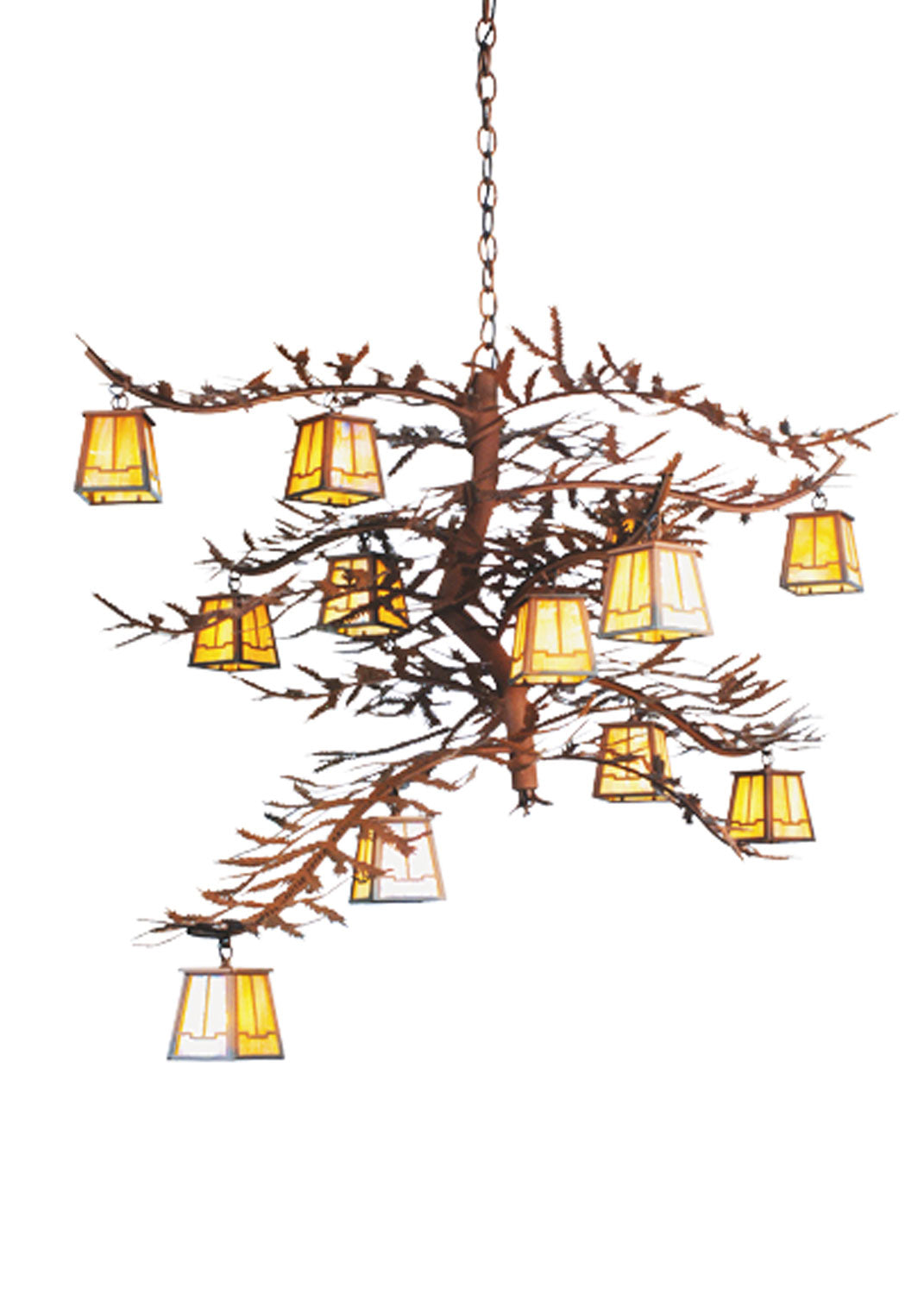 Meyda Tiffany - 67904 - 12 Light Chandelier - Pine Branch - Rust/Wrought Iron