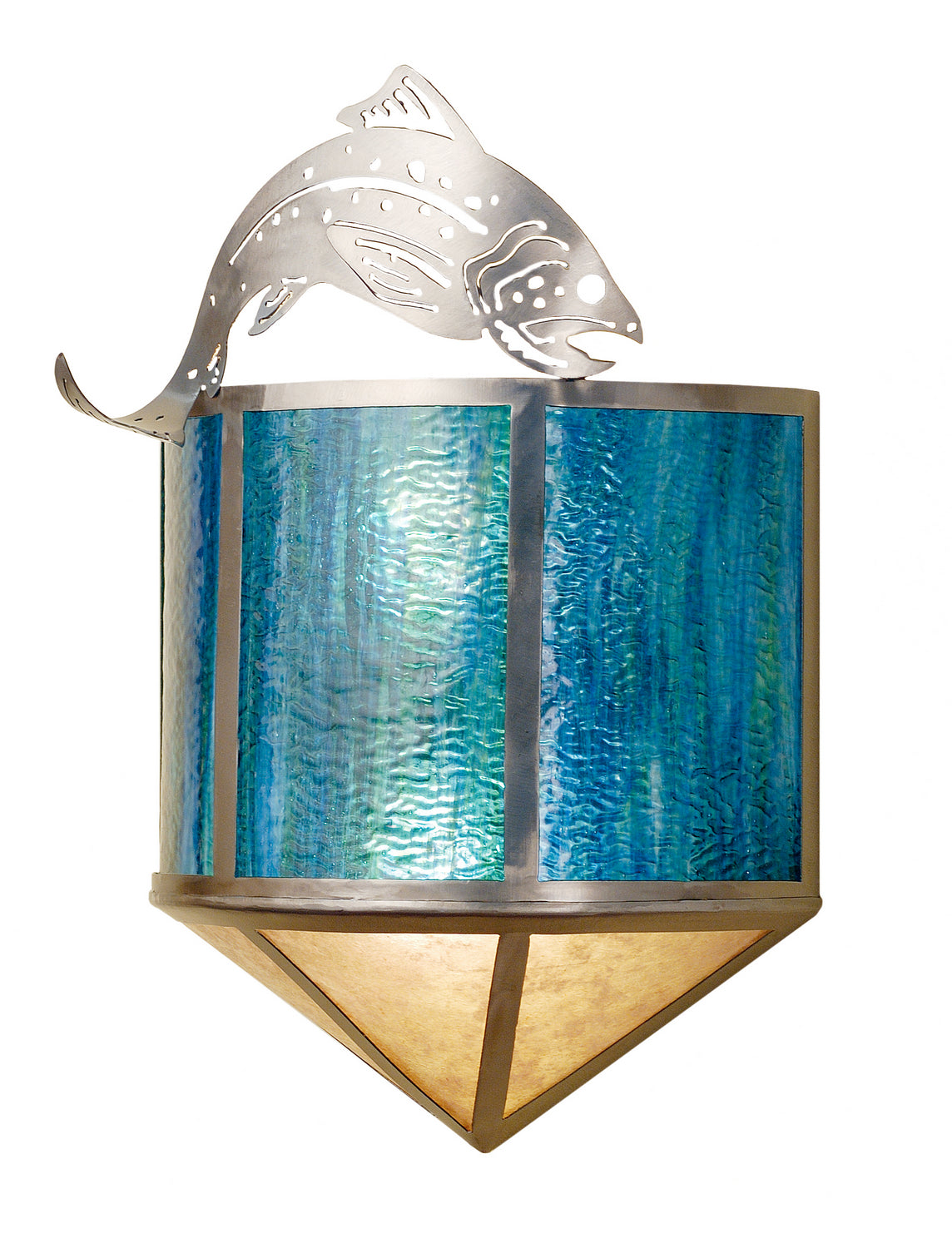 Meyda Tiffany - 68164 - Two Light Wall Sconce - Leaping Trout - Industrial Steel