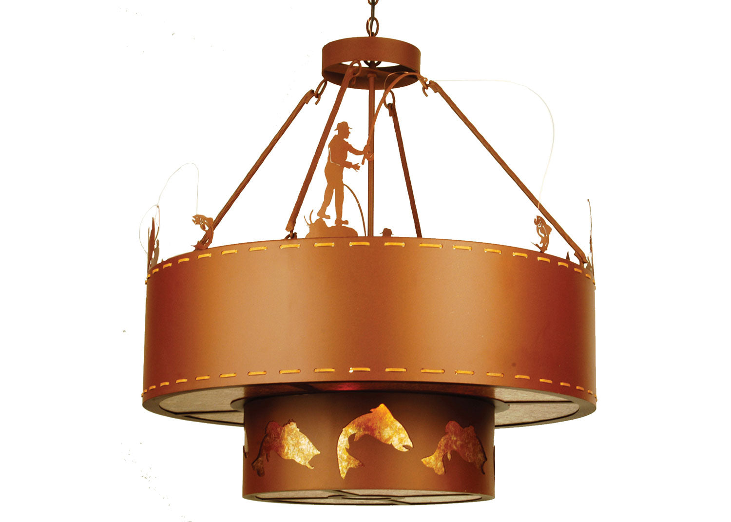 Meyda Tiffany - 68924 - Eight Light Pendant - Fly Fishing Creek - Rust