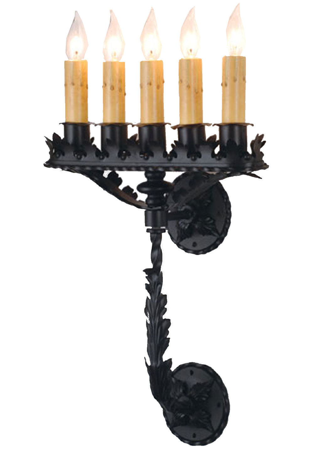 Meyda Tiffany - 98946 - Five Light Wall Sconce - Victorian Theatre - Black Metal