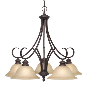 Golden - 6005-D5 RBZ - Five Light Chandelier - Lancaster RBZ - Rubbed Bronze